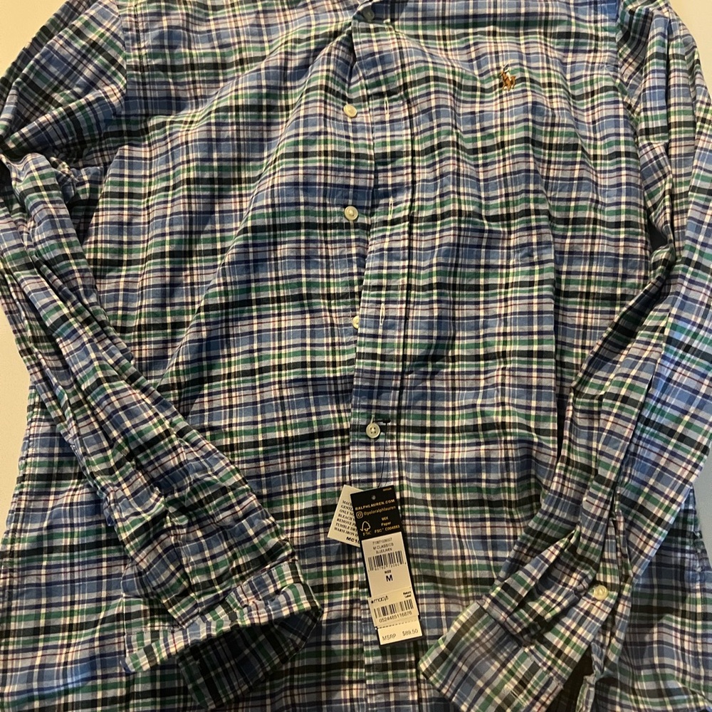 Blue and Green Plaid Men's Shirt